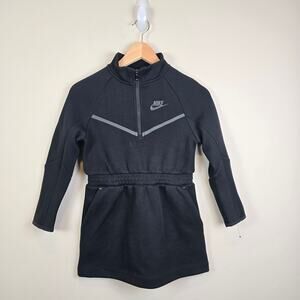 Nike Little Girls Size 6X Tech Fleece Dress Black 1/2 Zip Pockets